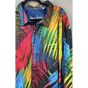 Robert Graham Men's Long Sleeve 4XL Button Down Flip Cuff‎ Multi Color Palms